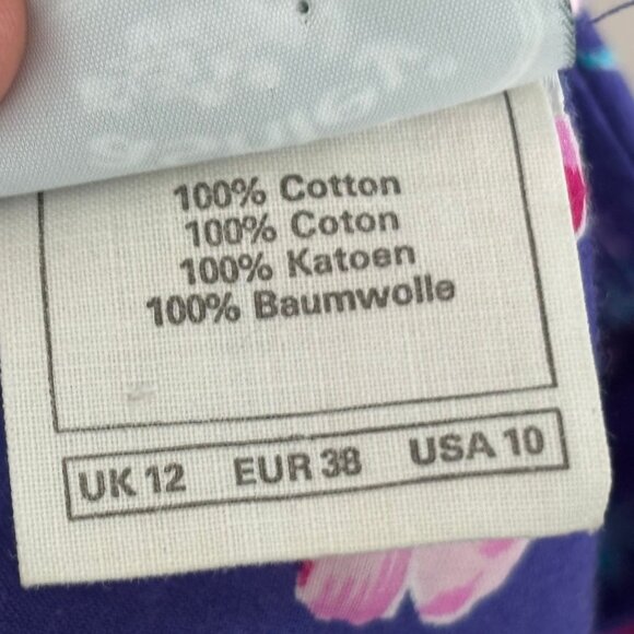 Vintage purple floral Laura Ashley ss dress, US 10 - Picture 2 of 7